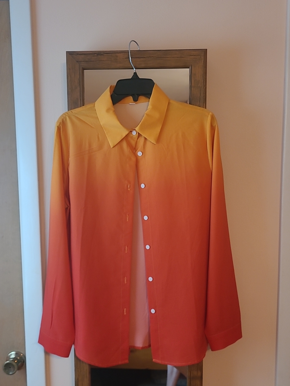 Men's Ombre Orange Button-Up Shirt